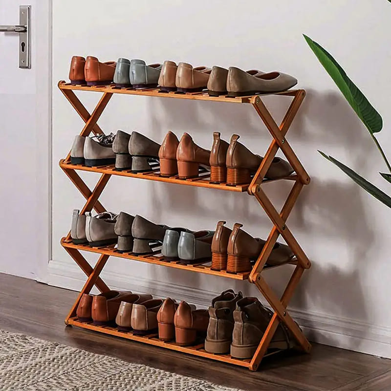 Bambusowe buty stojak do zamieszania w salonie składany 3 4 poziomy