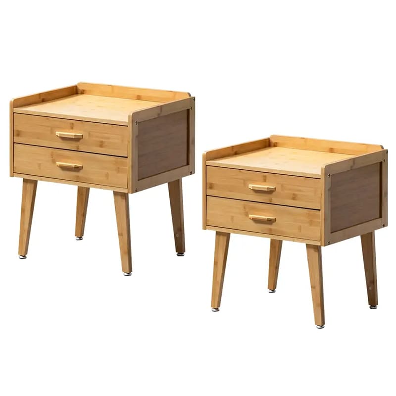 Bambusowy stół końcowy z szufladami stolikównocnych dla małych przestrzeni do przechowywania stojak boczny do sypialni
