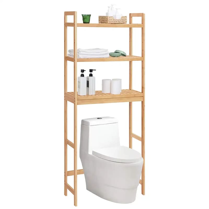 Konfigurowalne 3-poziomowe bambusowe organizator szaf łazienkowychnad szelfem do przechowywania toalety
