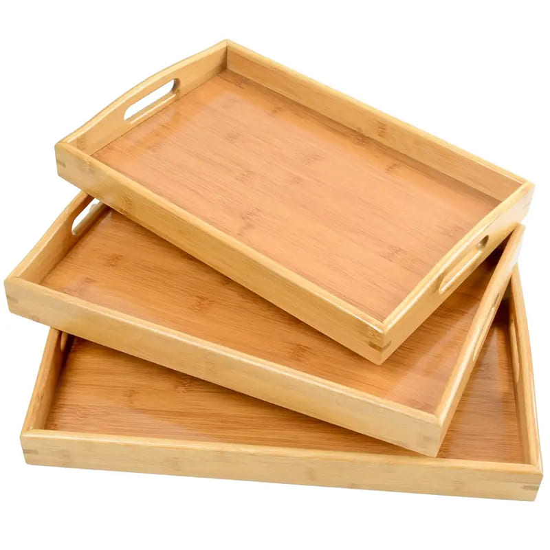 3 -częściowa tacana tacę kuchenną z tacąna jedzenie z bambusową tacą (1)
